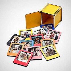 Ahşap Kutulu 12 Fotoğraflı Renkli Poloraid Çerçeve