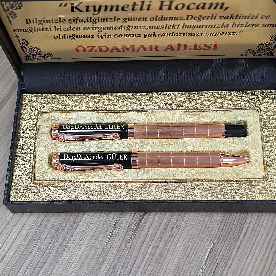 Kişiye Özel İsim ve Mesaj Yazılı Lüks Çift Kalem Seti - 3