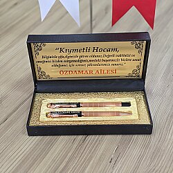 Kişiye Özel İsim ve Mesaj Yazılı Lüks Çift Kalem Seti