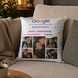 Kişiye Özel Google Arama Tasarımlı Fotoğraflı Yastık