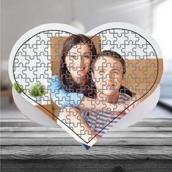 Kişiye Özel Fotoğraf Baskılı 96 Parçalı Kalp Puzzle Yapboz - Thumbnail