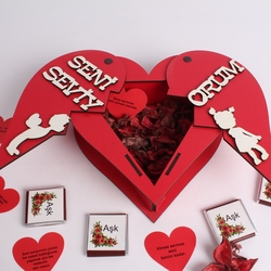 Çikolatalı Seni Seviyorum Kalp Kutu - Thumbnail