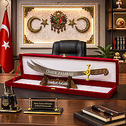 57 cm Dekoratif Nikelajlı Zülfikar Kılıcı – Kişiye Özel İsimli ve Kutulu - 2