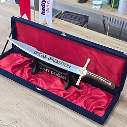 50 cm Fatih Sultan Mehmet Han Kılıcı – Ceviz Kabza, Pirinç Balçak, Kişiye Özel Yazılı - 6