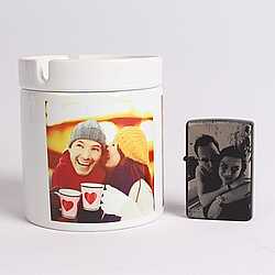 Kişiye Özel Resim Kazımalı Zippo Çakmak Ve Resimli Seramik Küllük - 1