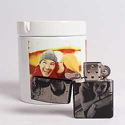 Kişiye Özel Resim Kazımalı Zippo Çakmak Ve Resimli Seramik Küllük - 3